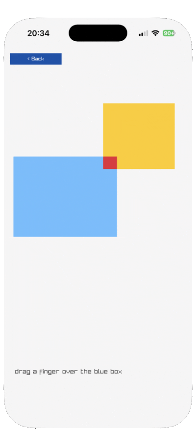 A blue box and a yellow box, their overlap picked out in red
