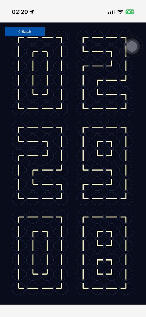 The time spelled out by a grid of little clock faces
