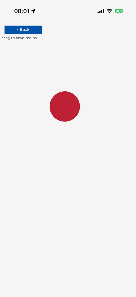 A red ball moved down from the caption with a thumb-stick