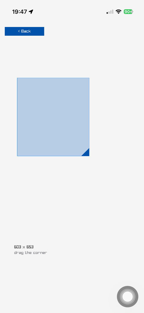 A rectangle resized by dragging its corner handle