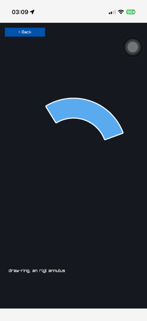 A stroked annulus whose sweep and inner radius breathe