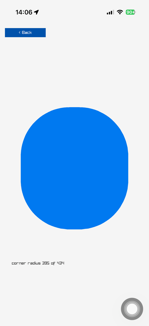 A rectangle with quarter-circle corners