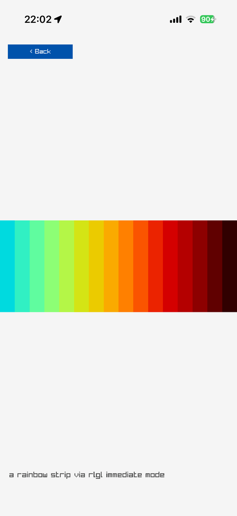 Sixteen coloured bands running from cyan through yellow to near black