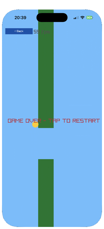 Flappy Bird, flapped by a loop inside the app