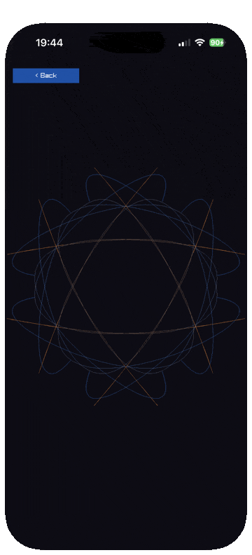A stroke mirrored into six-fold symmetry