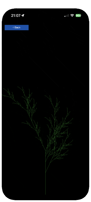 An L-system plant growing segment by segment