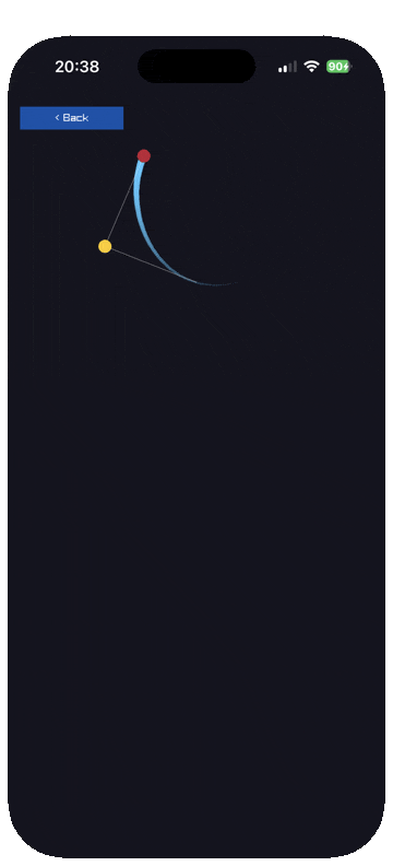 A chaotic double pendulum tracing its path