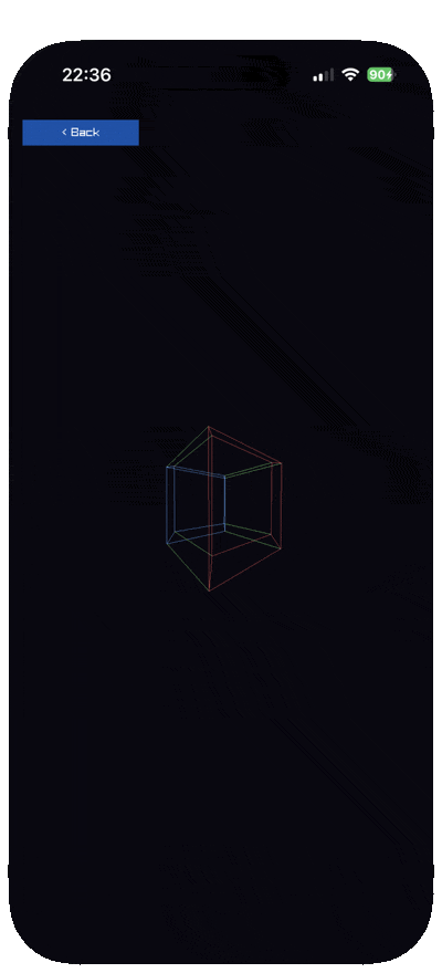 A rotating 4D hypercube projected to the screen