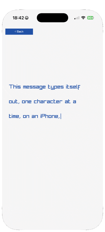 A message typing itself out one character at a time