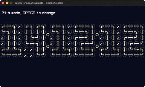 Six digits spelled out by a grid of little clock hands